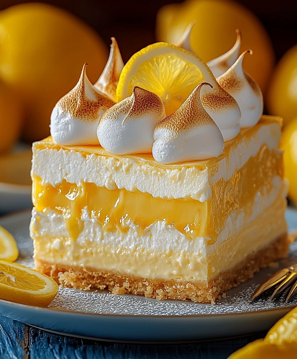 Triple Lemon Meringue Cheesecake