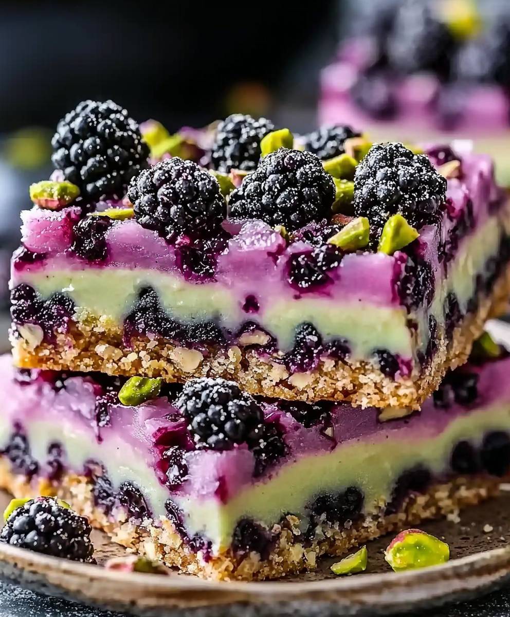Blackberry Pistachio Dream Bars