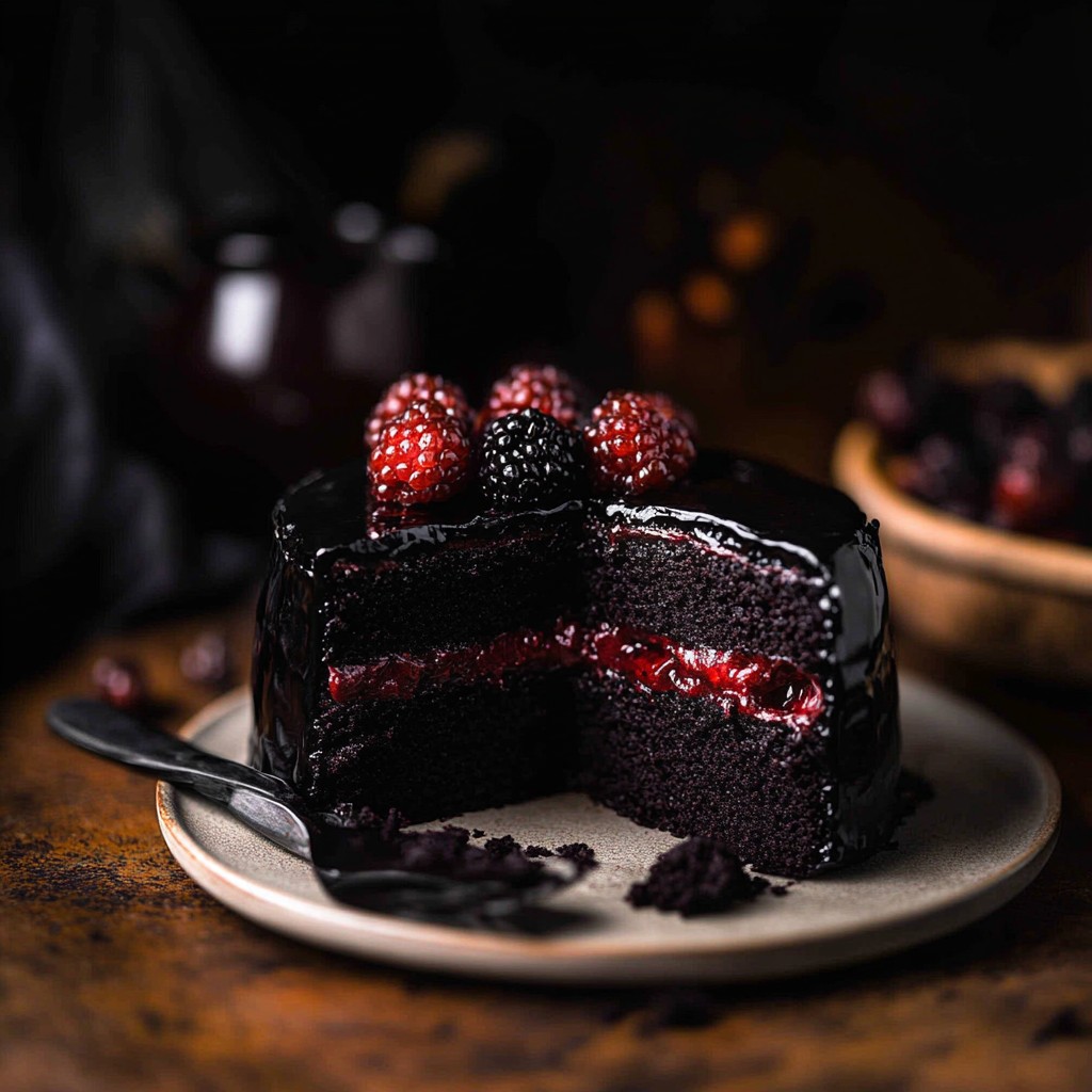 Black Velvet Halloween Cake