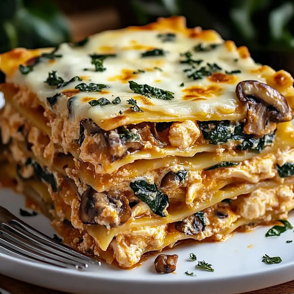 Chicken Mushroom Spinach Lasagna