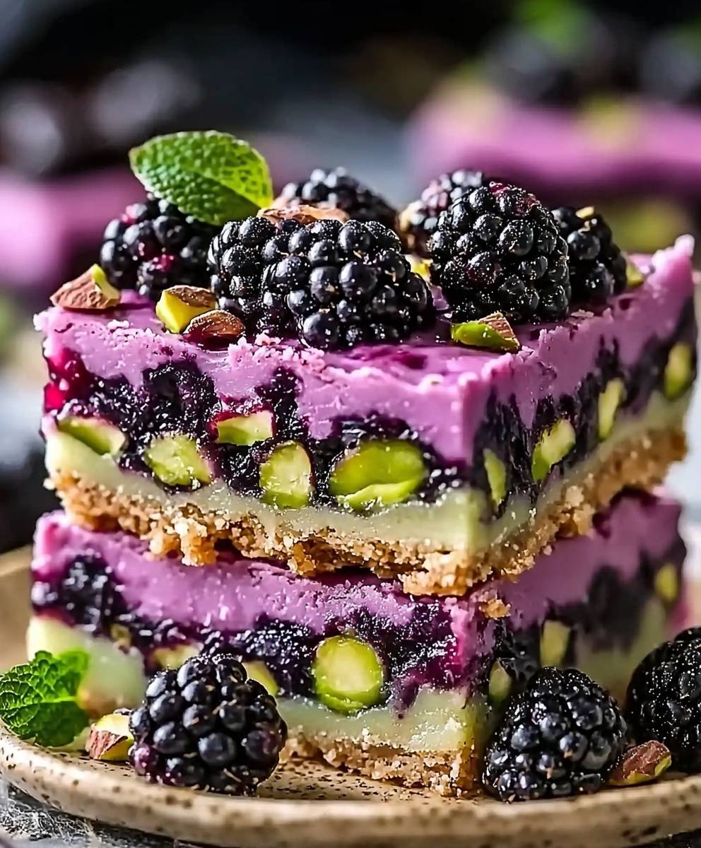 Blackberry Pistachio Dream Bars